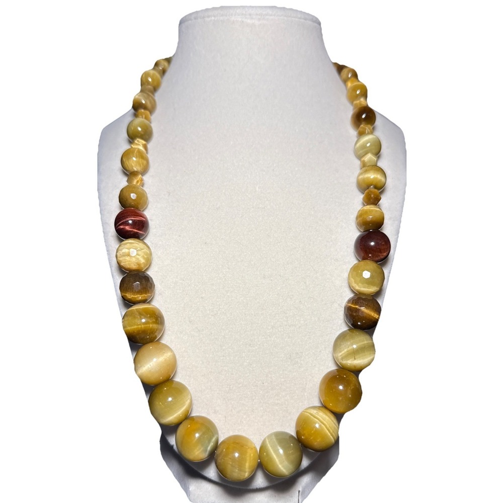 Jay King Tiger's Eye and Sterling Silver Graduated Beaded Necklace J13-11‎